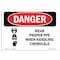 Signmission OSHA Danger, Wear Proper PPE When Handling Chemicals, 10in X 7in Decal, 10" W, 7" H, Landscape OS-DS-D-710-L-1609 - alternate 1